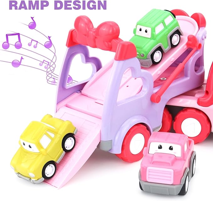 Toys for 3 Year Old Girl, 5-in-1 Unicorn Toys Carrier Truck Toy Cars with Light & Sound,Girl Toddler Toys Age 3-5, 3 4 5 Year Old Girl Birthday Gifts Kids Toys for Girls…