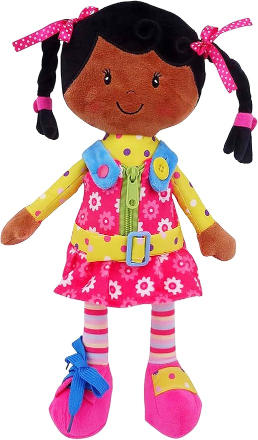 Sugar Snap Plush Learn to Dress Doll for Toddlers - 15" - for 2 Year Old Girl - Montessori