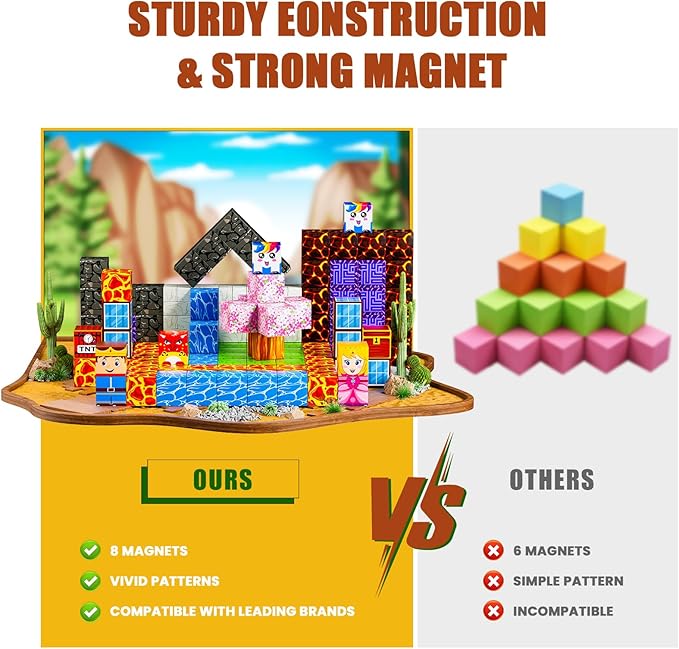 Magnetic Blocks - Build Magnet World Magic Portal Set, Magnetic Tiles Building Blocks Toddler Toys STEM Sensory Outdoor Toys for 3+ Year Old Boys & Girls, Creative Kids Games Kids Toys-120PCS