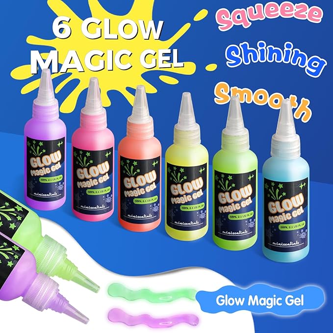 Magic Water Elf Toy Kit - Glow in The Dark Aqua Gel 6 Colors with 6 Molds - Magic Squishy Maker Water Fairies - Christmas Gift Birthday Party Favors DIY STEM Toy for 3-8 Years Old Kids