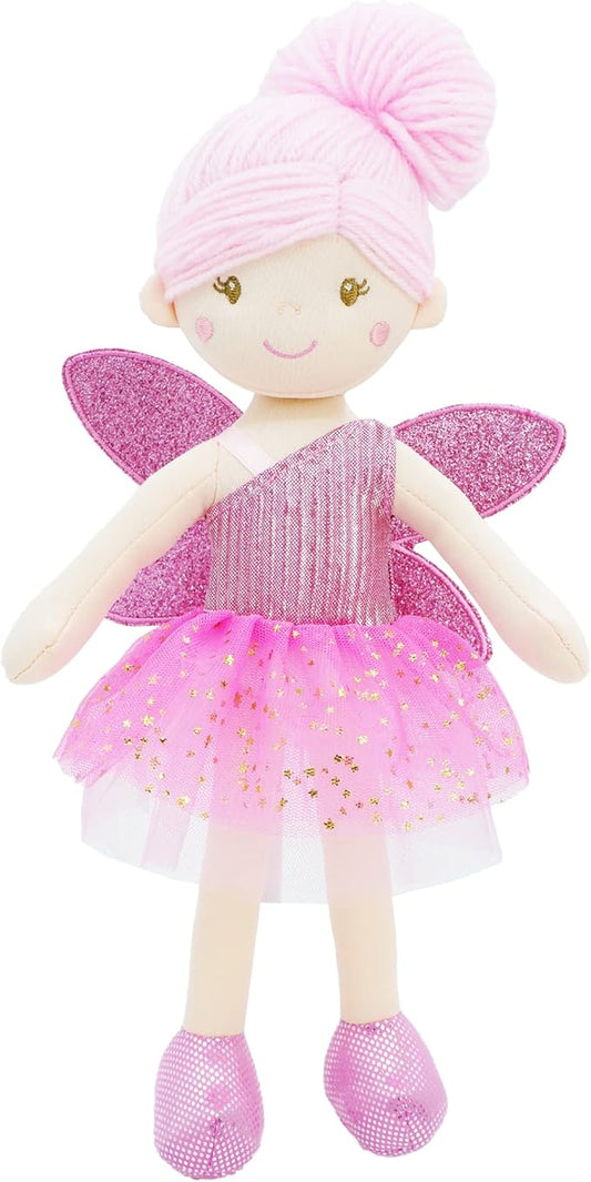 June Garden 12" Enchanted Garden Fairy Doll Elida - Plush Stuffed Soft Doll Girl Gift - Pink Outfit and Wings