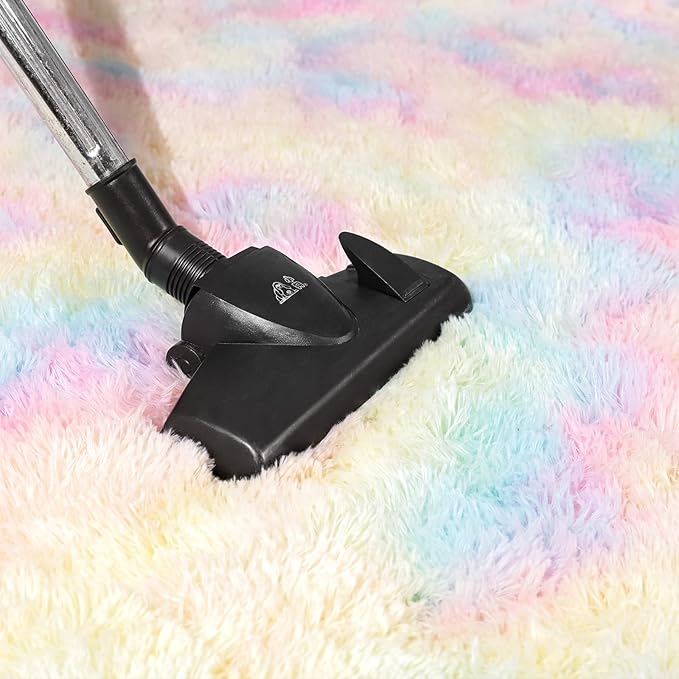 AROGAN Soft Rainbow Area Rugs for Girls Room 2x6 Feet, Fluffy Girls Bedroom Rugs, Princess Rug, Cute Colorful Carpet for Kids Teens Nursery Toddler, Pink