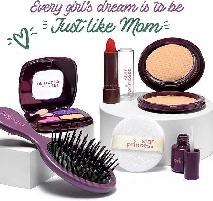 Little Girls Purse with Accessories and Pretend Makeup for Toddlers - My First Purse Set Includes Handbag, Phone, Wallet, Play Makeup and More Pretend Play Toys for Girl Age 3 +