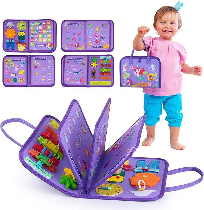 INKLAB Busy Board Montessori Toys for 1 2 3 4 Year Old, Sensory Toys for Toddlers 3+, Montessori Busy Book, First Birthday Gifts for Boys & Girls