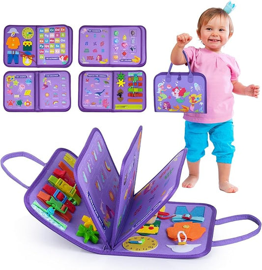 INKLAB Busy Board Montessori Toys for 1 2 3 4 Year Old, Sensory Toys for Toddlers 3+, Montessori Busy Book, First Birthday Gifts for Boys & Girls