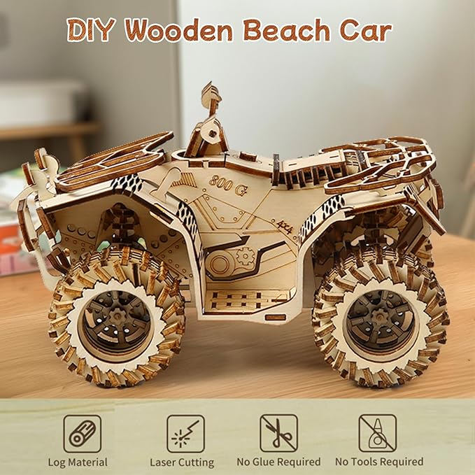 3D Wooden Puzzle for Adults, Mechanical Beach Car Puzzle, DIY Vehicle Model Building Kit Handicraft Wood Craft Hobbies Toy, Birthday for Hobbyist 14+ Family Women Men, 417 Pcs