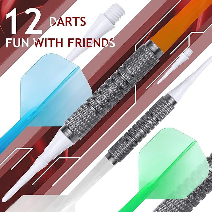 Electronic Dartboard 34 Games 355 Variations with 12 Darts Illuminated Dartboard Dart Storage for 12 Darts