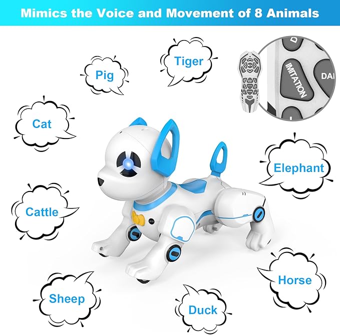 Remote Control Robot Dog Toy, RC Programmable Smart Interactive Robotic Pet, RC Stunt Robot Toy Imitates Animals Music Dancing Handstand Push-up Follow Functions for Boys & Girls