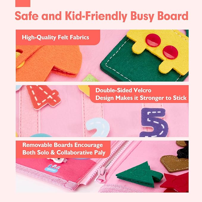 hahaland Busy Book for Toddlers Boys Girls Montessori Toys for 3+ Year Old Preschool Educational Learning Activities Toddler Travel Toys for Ages 2-4 with Life Skill Number Color Weather