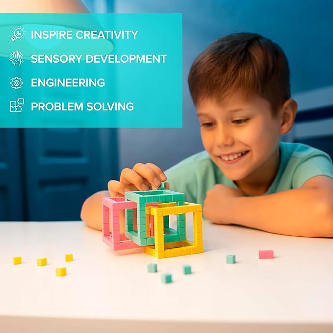 PIXIO RETROFUTURISM - Tiny Magnetic Blocks Building Toy in The Pixel Art Style with Free App - 5/16" Plastic Cubes with 6 Magnets Inside - Open Ended Toy - Creativity Toy for Ages 6+ - 60pcs