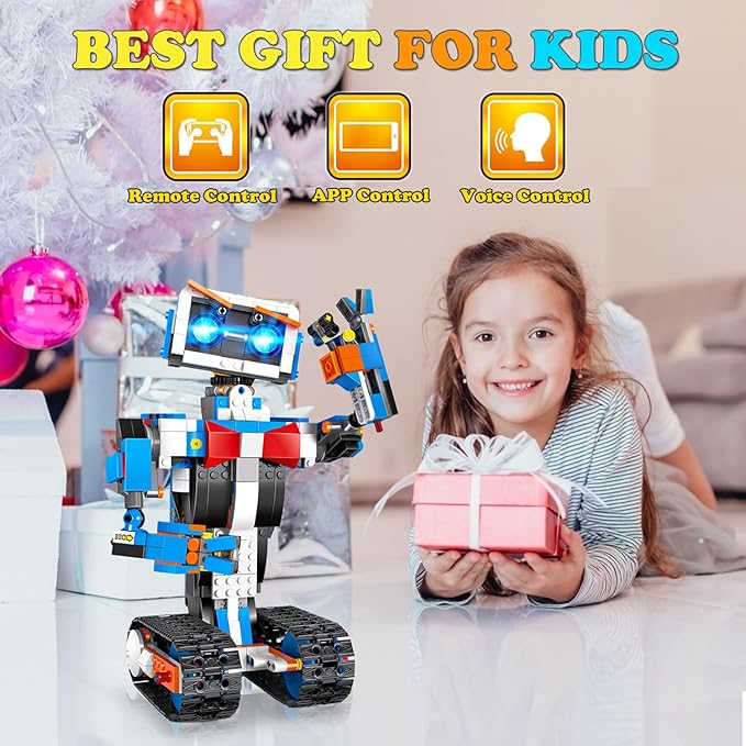 OKK Robot Building Toys for Boys, STEM Projects for Kids Ages 8-12, Remote & APP Controlled Engineering Learning Educational Coding DIY Building Kit Rechargeable Robot Toy Gifts for Girls (635 Pieces)