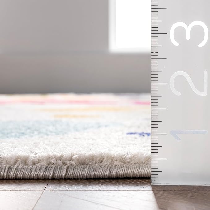 nuLOOM Pinkie Handprint Kids Area Rug, 5' Round, Multi