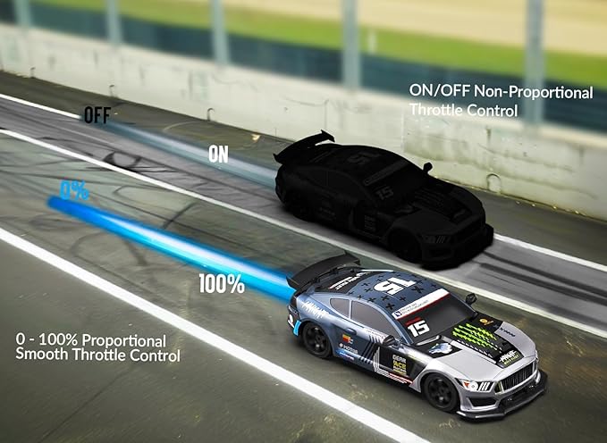 RACENT 1:16 RC Drift Car, 2.4Ghz 4WD 18KM/H Remote Control Car with Spray Mist, Racing and Drifting Wheels, LED Light, 2 Batteries, Sport Model Toys Vehicle for Kids, Boys, Adults