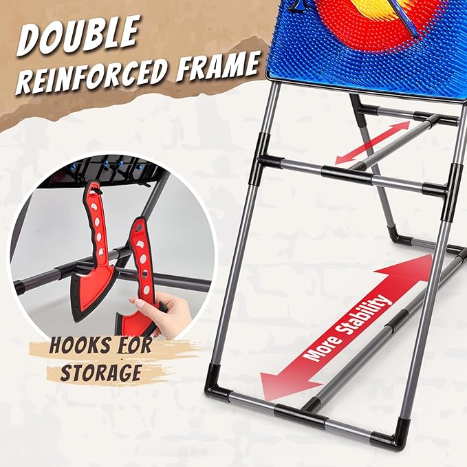 Axe Throwing Game for Backyard, Axe Throwing Target Set Games with 6 Throwing Axes & 6 Dart Bristle Target, Outdoor Indoor Yard Game for Adults Youth Kids Activity Carnival Games for Age 3-12