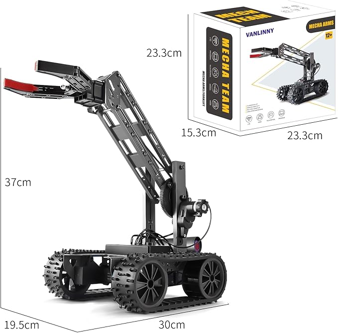 VANLINNY Robot Kit, STEM Toys for Boys Age 8-12, Robotic Arm for Kids Age 8+, 4-DOF Electronic Programming DIY Robots for Girls, Educational Science Building Kit, Cool Birthday Gifts for Kids.