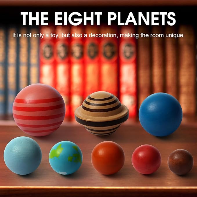 Wooden Solar System Model Board，Kids Solar System，Montessori Planet Toys,Educational Planets Balls,Preschool Learning Puzzle，Space Learning Toys