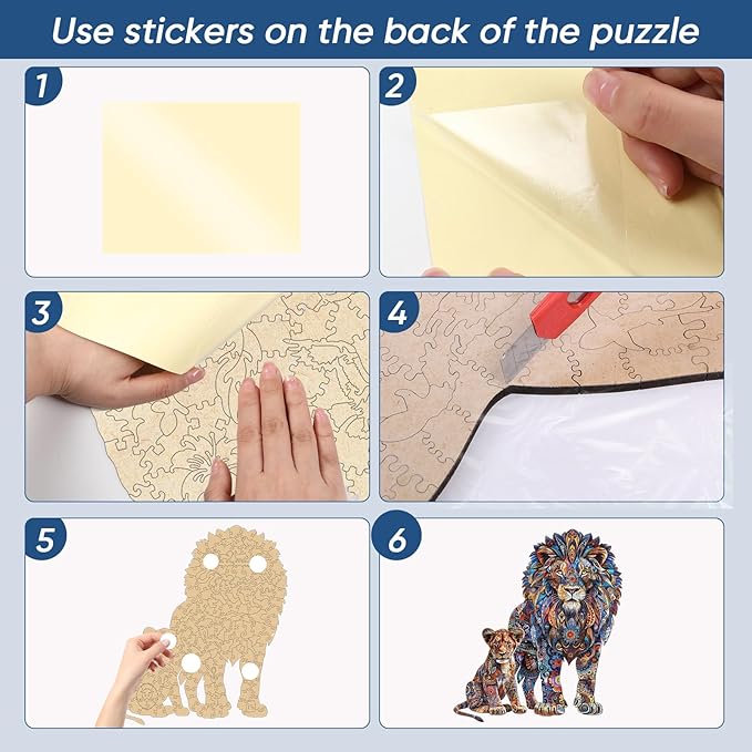 Lion Family 500 Pieces Wooden Puzzles for Adults Jigsaw Puzzles with Unique Shapes Fun Challenging Animal Puzzles for Kids and Couples on Birthday,Thanksgiving,Christmas 15.9" x19.3