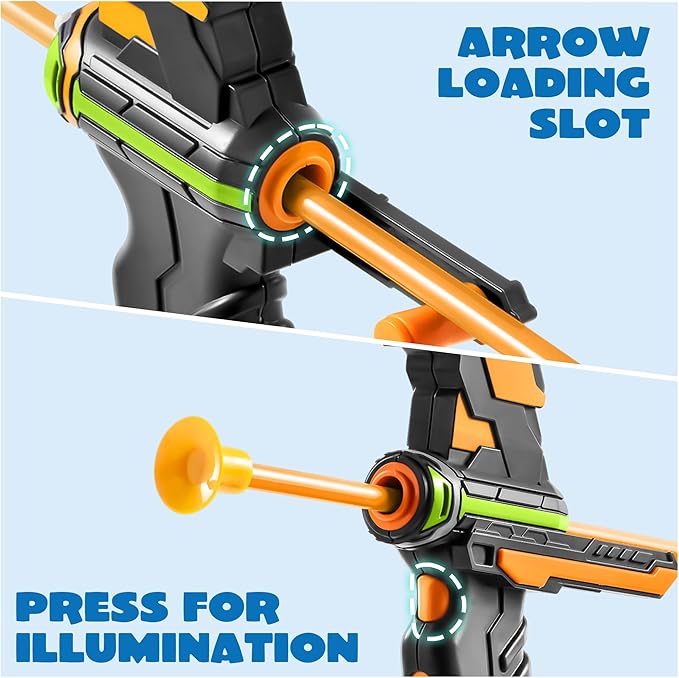JOYIN Kids Bow and Arrow Set with LED Flash Lights, Outdoor Archery Set Toy Gift for Boys and Girls Ages 6-12 with Suction Cup Arrows, Target & Arrow Case, Great Birthday Gift for Kids/Children