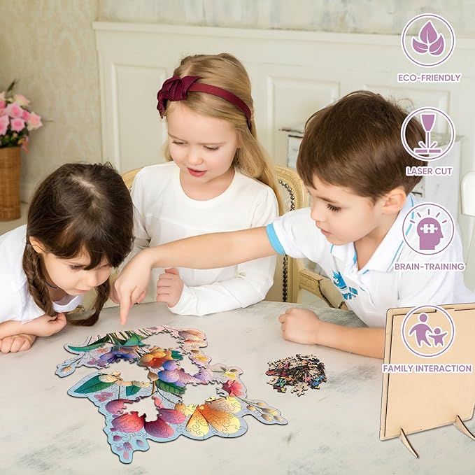 Colorful Flower Bouquet 500 Pieces Wooden Jigsaw Puzzles for Adults Unique Irregular Shape Fun Challenging Puzzles for Kids and Couples on Birthday, Father's Day, Christmas 16.4”x16.9”