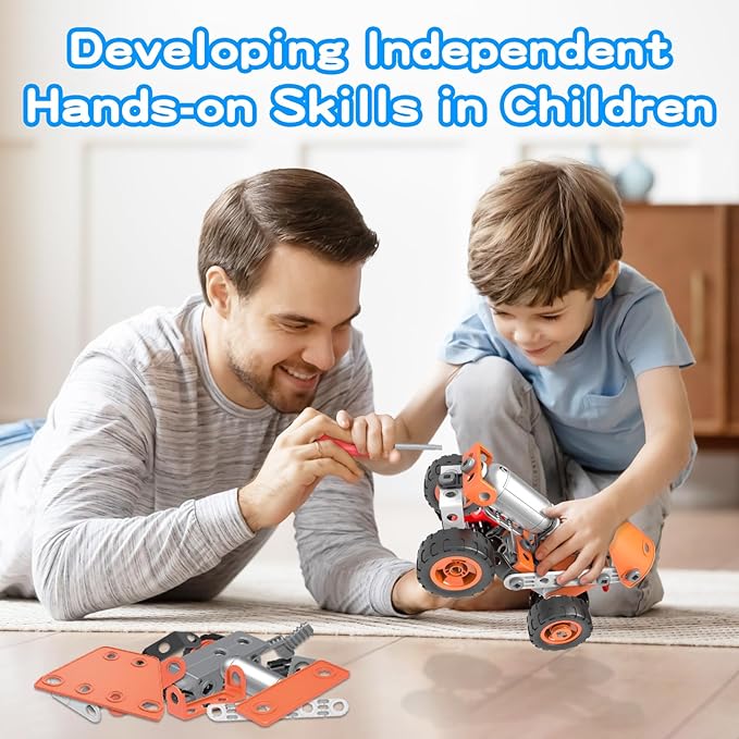 STEM Building Toy, Electric Toy 10 in 1 Building Blocks for Kids Ages 4-8,Educational Stem Activities for Boys 4-6 6-8 Construction Creative Games,Birthday Fun Christmas Idea Gift