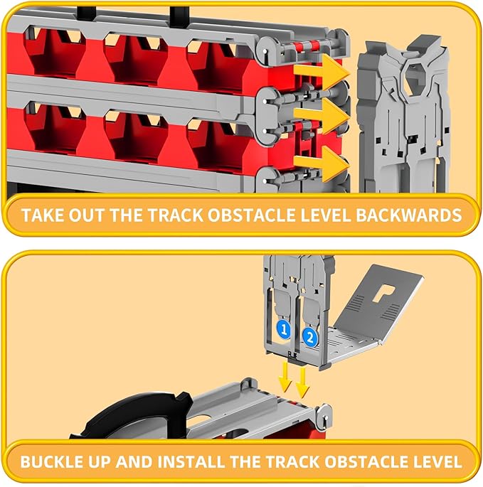 Racing Car Railway Truck Toy for Boys 2 3 4 5 6 7 Years Old - 78.7-inch Transport Carrier Trucks, Foldable Tracks Storage, die-cast Car, for Toddlers and Kids Aged 3-5