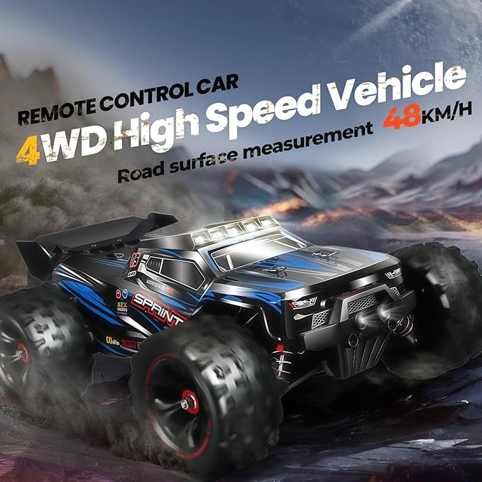 1/14 Fast RC Cars for Adults 48+ KM/H. 4WD All Terrain High Speed Remote Control Car.with 2.4 GHz Remote Control.with LED Shell Lights，Two Rechargeable Batteries Truck for Adults & Kids