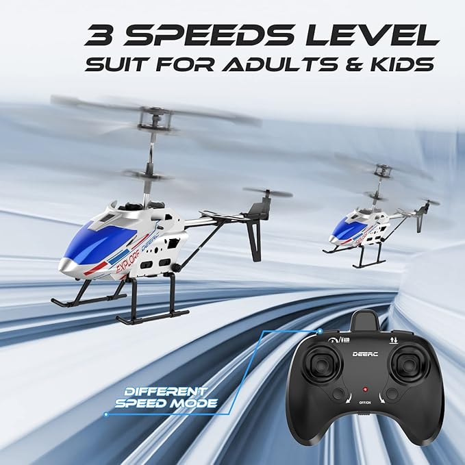 DEERC Remote Control Helicopter, 3.5 CH Altitude Hold RC Helicopters w/Gyro for Beginner, 2 Shells LED Light One Key Take Off/Landing, 2.4GHz Aircraft Indoor Flying Toy for Kids Boys Girls