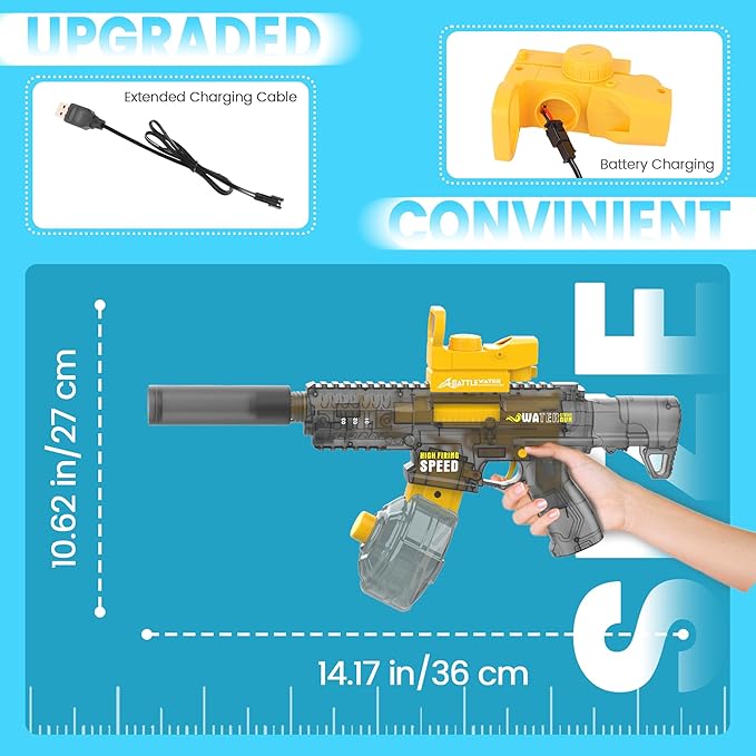 2 Pack Electric Water Guns for Adults Kids, Automatic Water Gun Toys for Kids Ages 4-8 8-12, Large Capacity High Power, 32ft Ultra-Long Range, Summer Pool Outdoor Beach Water Toys for Boys Girls