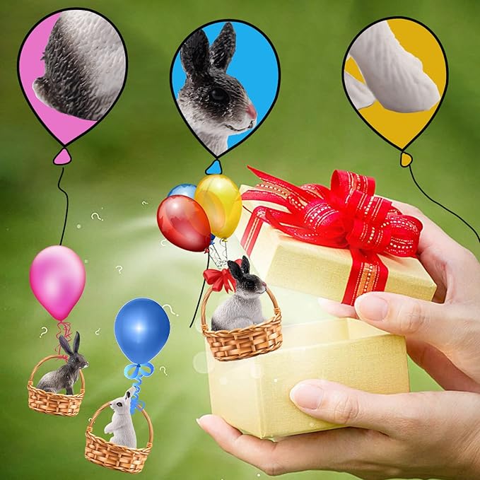 Mini Rabbit Action Figures with Holes Toys Set 21PCS for Toddlers Rabbits Toys Cake Toppers Bunny Figurines Gifts for Kids Boys and Girls Doll House Accessories