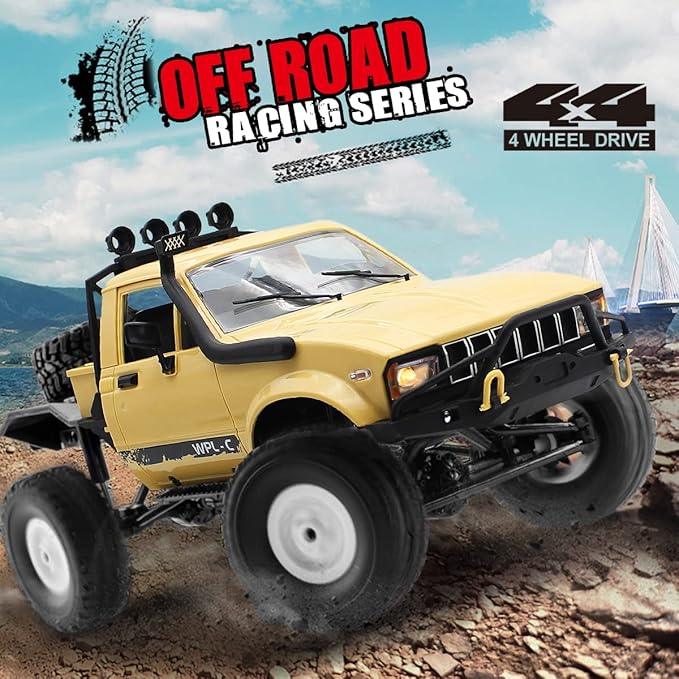 Mostop RC Car C14 Rock Crawler RC Truck 4x4 Climbing Vehicle with 2 Batteries, 2.4 Ghz Remote Control Car All Terrain Rock Crawler RC Car with Light & 2 Batteries, 4WD Off Road Hobby RC Cars for Boys