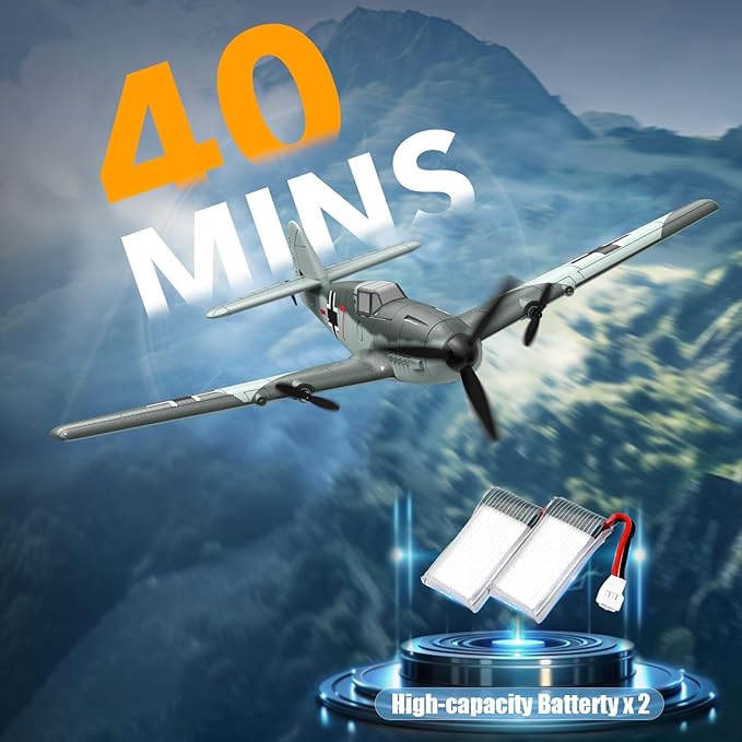 VOLANTEXRC RC Plane 3 Channel Remote Control Airplane Fighter Toys, 2.4GHz 6-axis Gyro Stabilizer RTF Glider Aircraft Plane, Easy to Fly for Adults Kids Beginners Boys (BF109)