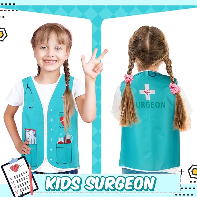 Panitay 12 Pcs Kids Community Helper Dress up Vest, Boy & Girl Career Cosplay Party Costume for Toddlers Occupation Role Play