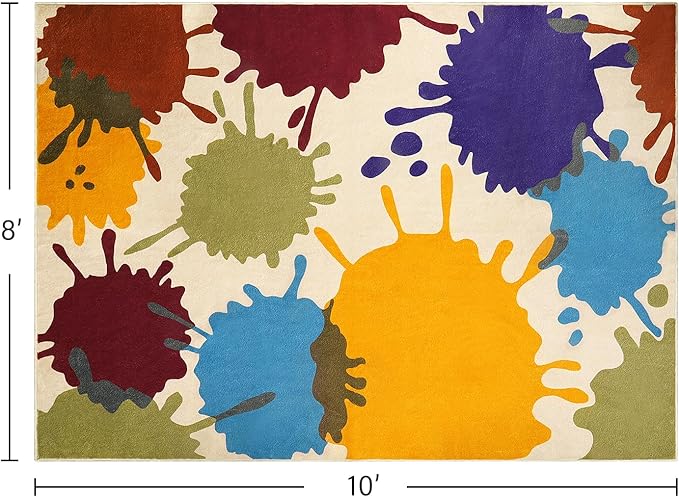 STARUIA Large Area Rug for Living Room, 8'x10' Rainbow Kids Rug for Classroom, Colorful Art Washable Rug for Bedroom, Non-Slip Ink Splotch Nursery Rug Soft Modern Living Room Carpet for Dorm School