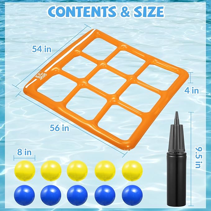 Pool Toys Games Set- Inflatable Pool Toy with 10 Balls - for Adults Teens Kids 2-10 Players
