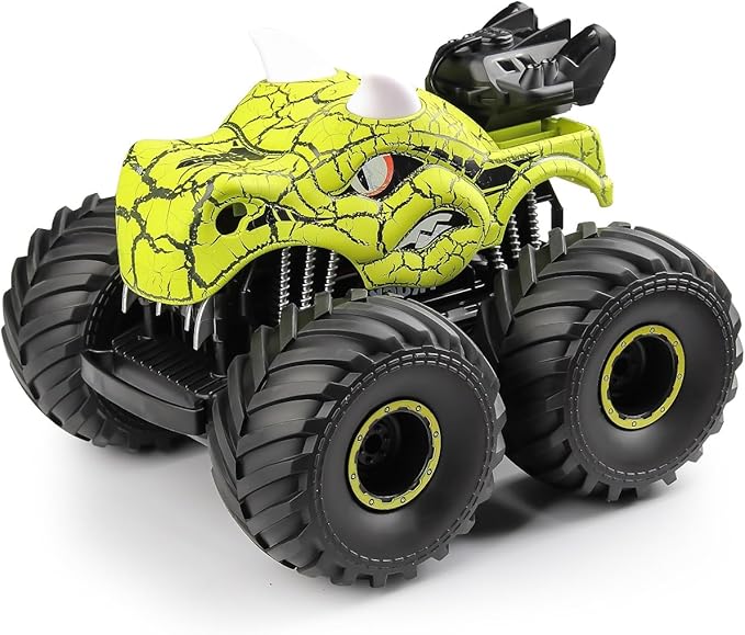 Threeking 1:18 Dinosaur RC Car Remote Control Cars Trucks Toy 4WD Off-Road Car Toys with Lights Spray Suitable for All Terrain Gifts Presents for Boys/Girls Ages 6+ Green