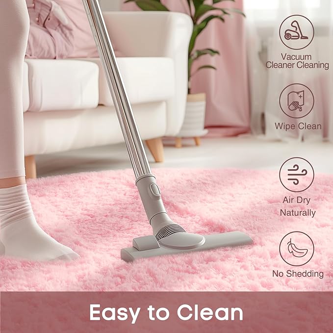 Ophanie Round Rugs 6Ft Pink Circle Area Rug, Fluffy Fuzzy Bedroom Carpet, Plush Soft Shaggy Indoor Floor Kawaii Living Room Rugs for Kids, Cute Room Decor for Teen Girls Home Decor Aesthetic, Nursery