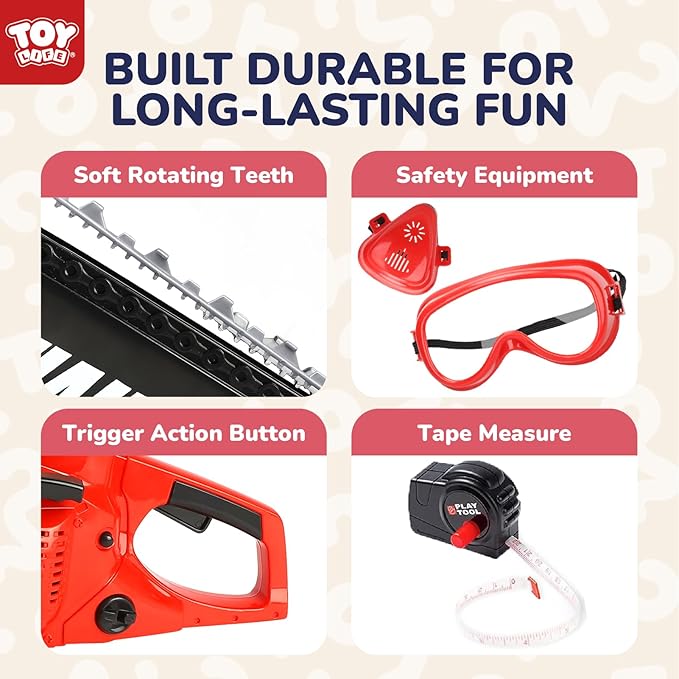 TOY Life Toy Chainsaw Kids Tool Set with Gloves Toddler Pretend Play Construction Tool Electric Chainsaw Play Set Outdoor Toy for Kids Halloween Costume for Boys Ages 3 4 5 6 7 8