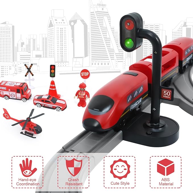 Wdmiya Train Set for Toddlers, 73 Pcs Train Toys for Kids Ages 3-8, Electric Trains Sets with Tracks (Magnetic Connection), Christmas Birthday Gifts for 3 4 5 6 7 Years Old