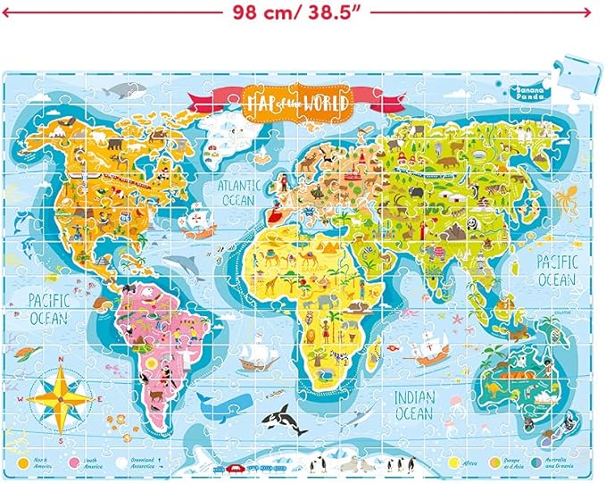 Banana Panda - What in the World Young Explorers - Jigsaw Puzzle and Learning Activity for Kids Ages 6 Years and Up,Multicolor