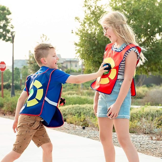 Ultimate Dodgeball Game for Kids | 4-Player Toy Set 4 Vests, 12 Dodge Balls, 1 Drawstring Bag | Fun Indoor and Outside Dodge Tag Game for Boys and Girls 6+ Years