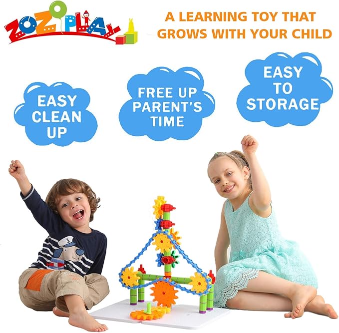 ZOZOPLAY STEM Learning Toy 170 PCS Engineering Creative Construction Building Blocks Kids Educational Toy Set for Boys and Girls Ages 3 4 5 6 7 8 9 Yr Old