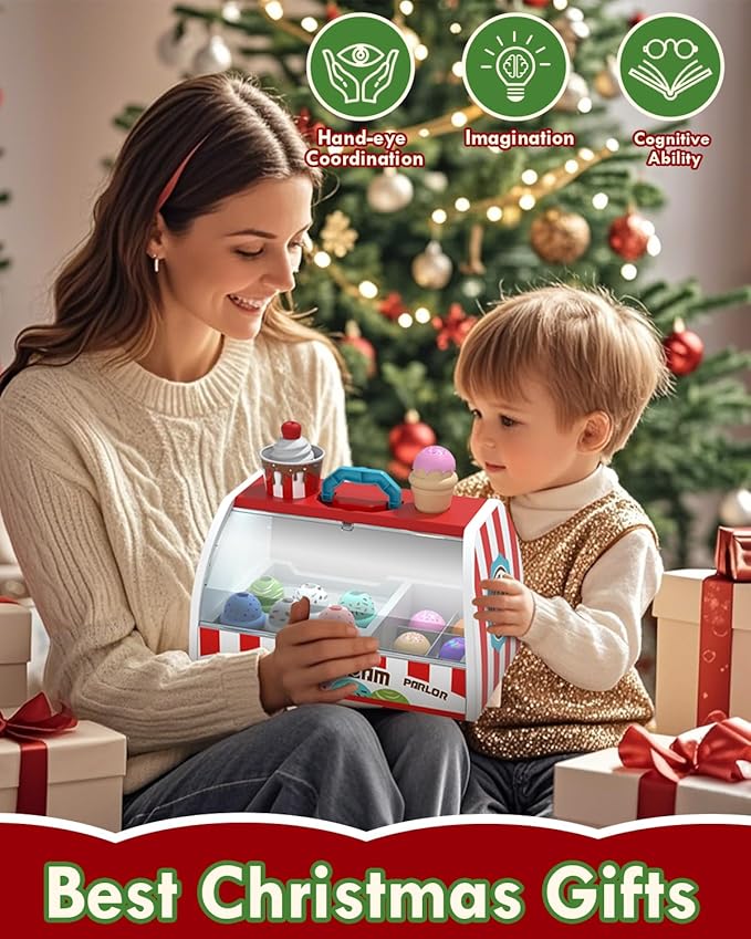 Lehoo Castle Ice Cream Toys for Toddlers 3-5, Toys for 3+ Year Old Girls, Ice Cream Play Set for Kids Ages 2-4, Play Ice Cream Counter Shop, Gift for Girls Boys 3 4 5 6 Year Old