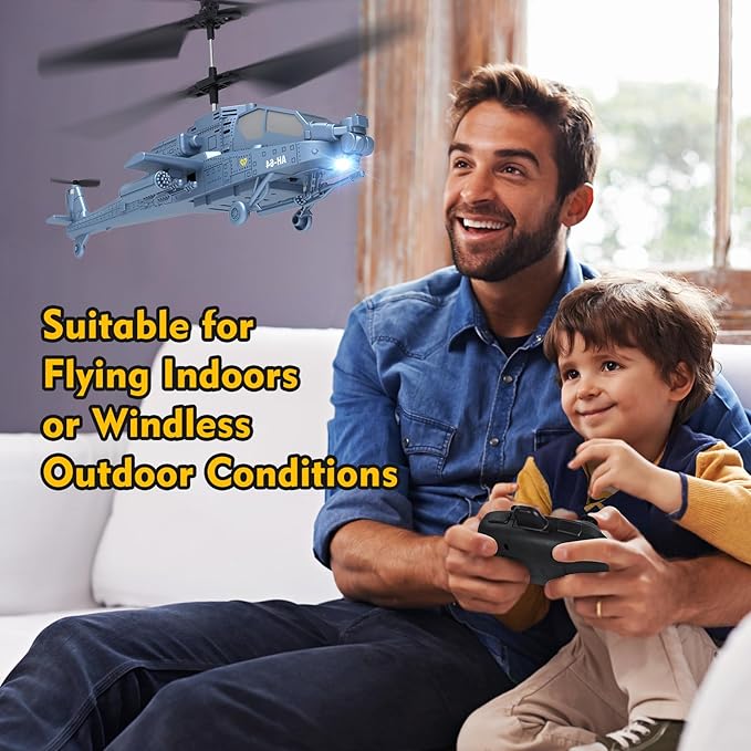 RC Helicopter, Remote Control Helicopter (AH-64) for Kids, 2.4GHz RC Plane, 40+ Min Flight Time, LED Lights & Altitude Hold, Kids Toy for Ages 8-12, RC Airplane for Children