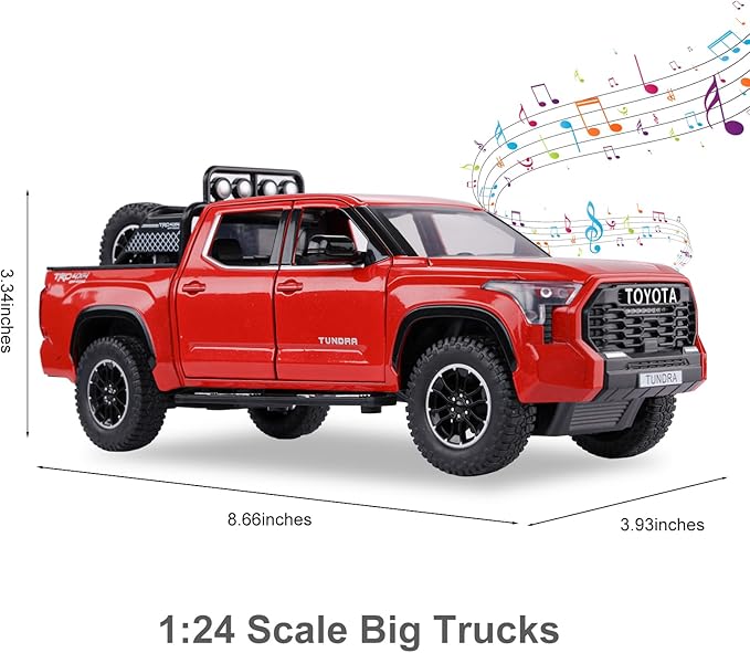 SASBSC Tundra Truck Toys for 3 4 5 6 7 Year Old Boys Pickup Toy Trucks for Boys Age 3-7 Diecast Metal Trucks with Light and Sound Pull Back Toy Cars Gift for Kids