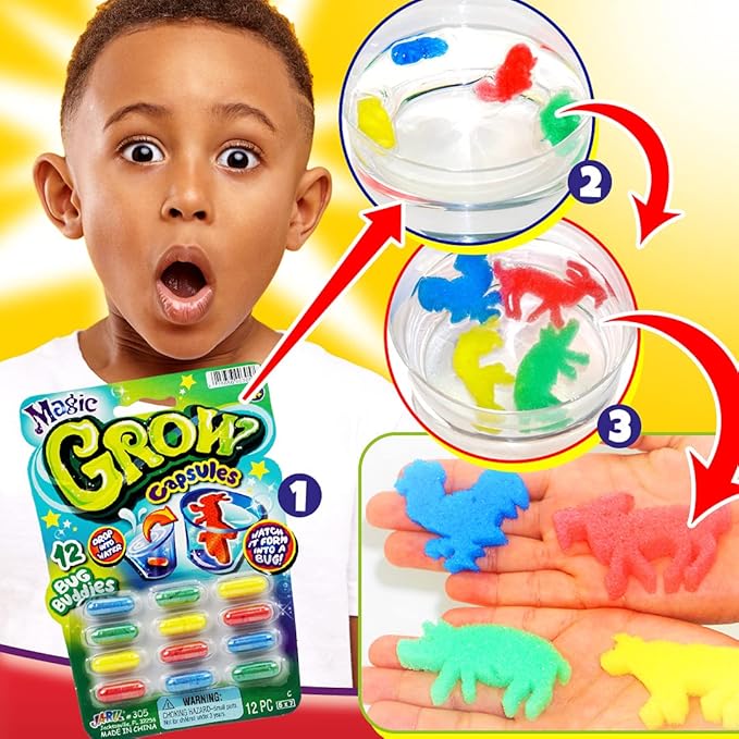 JaRu Magic Grow Capsules, (2 Packs 24 Capsules Assorted). Water Growing Animals Capsules. Great Party Favor Kids Toy. Plus 1 Sticker 305-2s