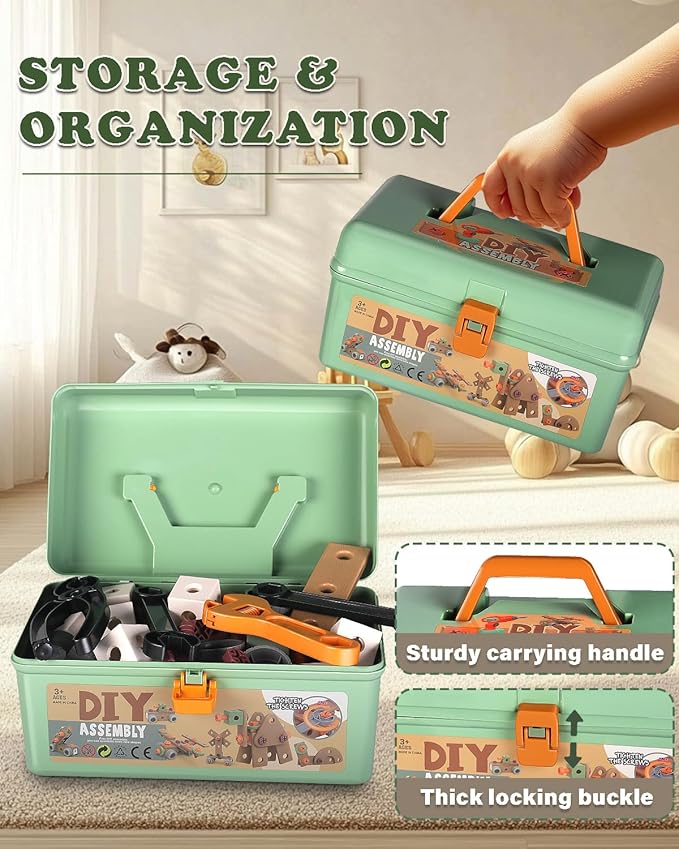 Kids Tool Set Real, Toddlers Tools Boxes Sets, Magic Montessori Play Toolbox with Electric Drill, Power and Screwdriver Build Construction Kits Working Creative Design Toys