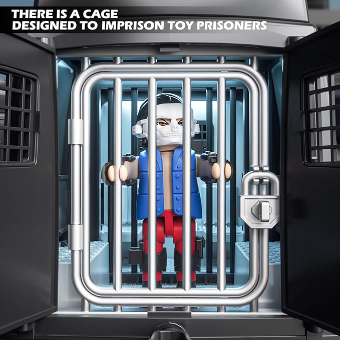 Doloowee Police Car Toy Truck for Kids 3-8, Large Toy Cars with Lights & Sounds, Emergency Vehicle Toddler Toys, Law Enforcement Role Playset, Play & Learn Toddler Toys Ages 3 4 5 6 7 8 9 10 11 12