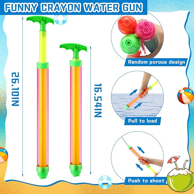 Tanlade 36 Pcs Beach Pool Party Favors Water Guns Bulk 4.72/6/12 Inches Inflatable Rainbow Beach Balls Water Squirters for Kids Summer Theme Party Favor Pool Toys(4.72)