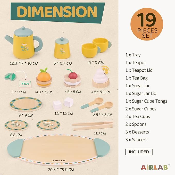 Tea Sets for Toddlers 3-5 Girl Birthday Gift 2 Year Old Princess Party Wooden Play Food Toy Sets for Kids Kitchen Accessories Age 3 4 5 6 Wood Educational Toys