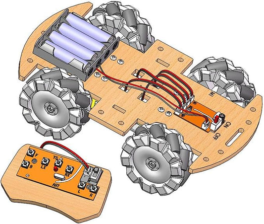 STEM Projects for Kids 6 7 8 9 10 11 12 Year Old ，Build Your Own 4WD Remote Control Car，Science Experiment Electronics Kit，Robotic Car with 68mm Mecanum Wheel ，DIY rc car kit